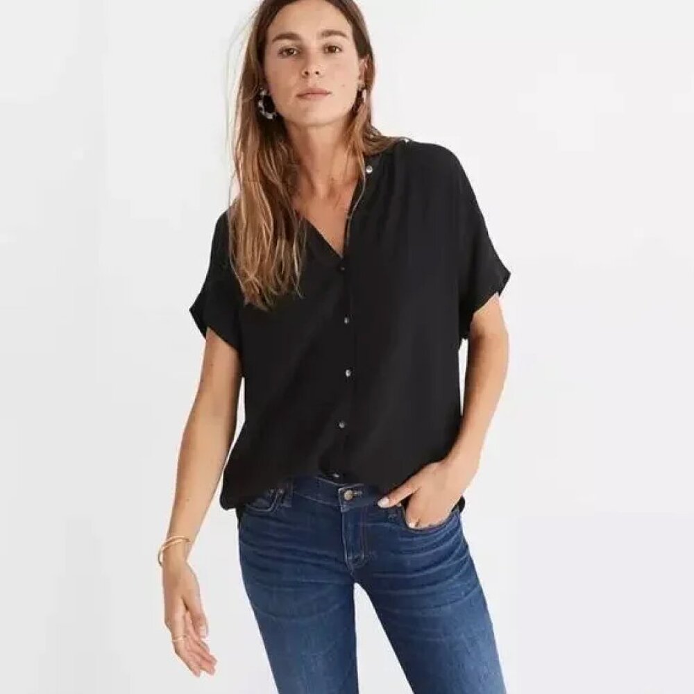 Madewell Black Button Down Shirt for Women